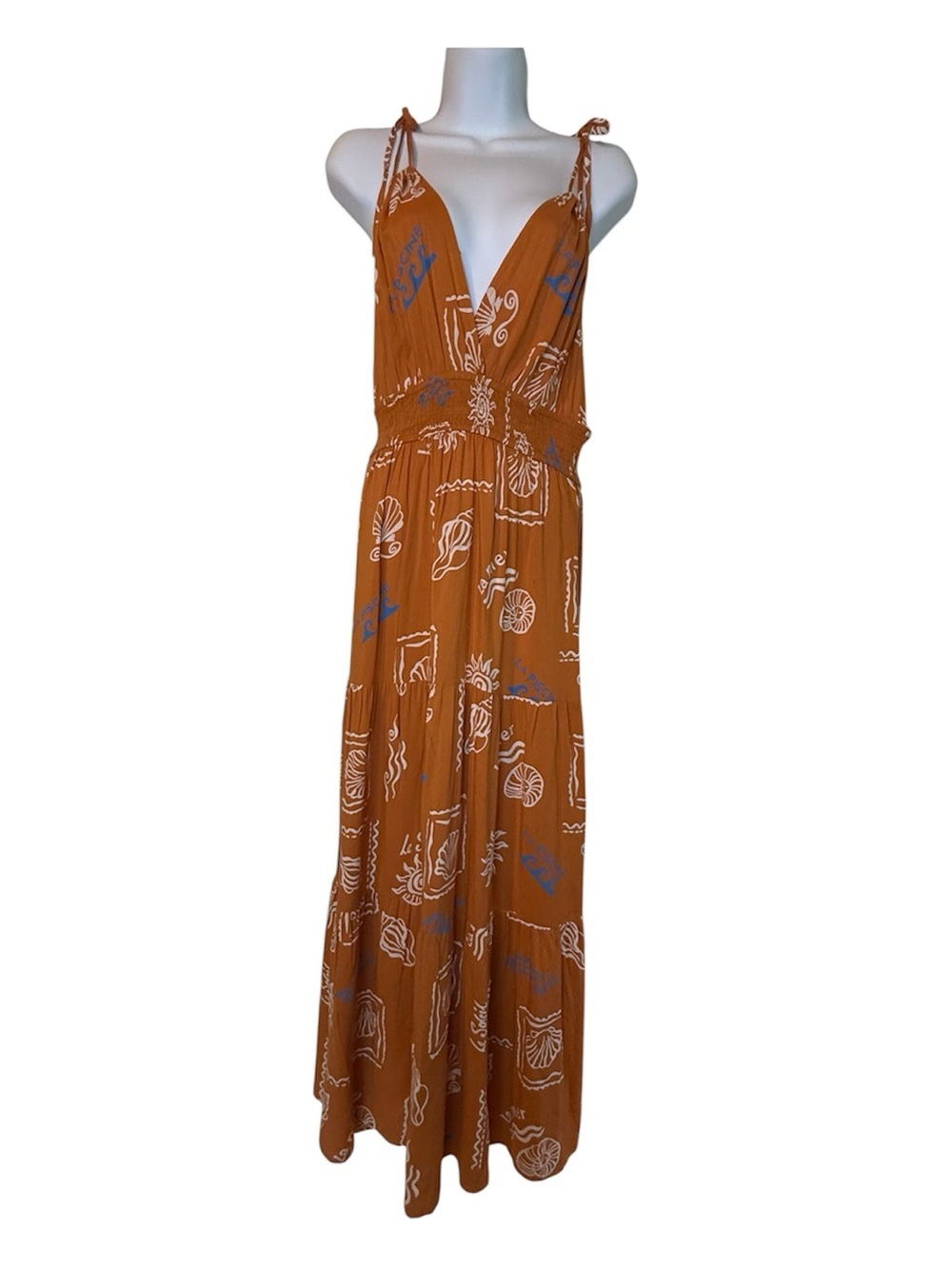 Patrons of Peace Rust Maxi with White Print